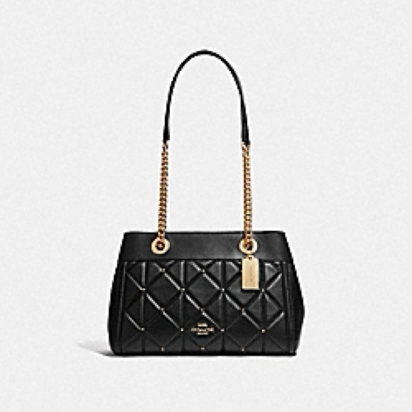 Coach Handbags - Coach Shoulder Bag Brooke Chain Carryall With Studded Diamond Quilting Black GUC